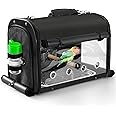 SUERTREE Bird Carrier Bag Bird Travel Cage with Stand, Lightweight Backpack for Parrot, Portable Bird Travel Bag, Pet Transparent Breathable Travel Cage, Black