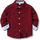 Voxikidio Size 5-10 Years Boys' Long Sleeve Buffalo Plaid Button-Down Shirt Fall Thin Outfits Kids Clothes