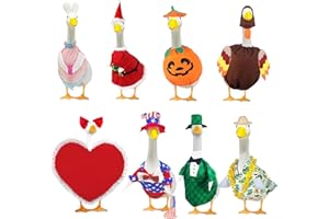 KEDAIJIN 8 Set Holiday Porch Goose Outfits All Seasons Holiday Bundle St. Patrick Easter Summer Hawaiian 4th of July Fall Lawn Goose Clothing Porch Goose Clothes for Goose Patio Yard Lawn Decor