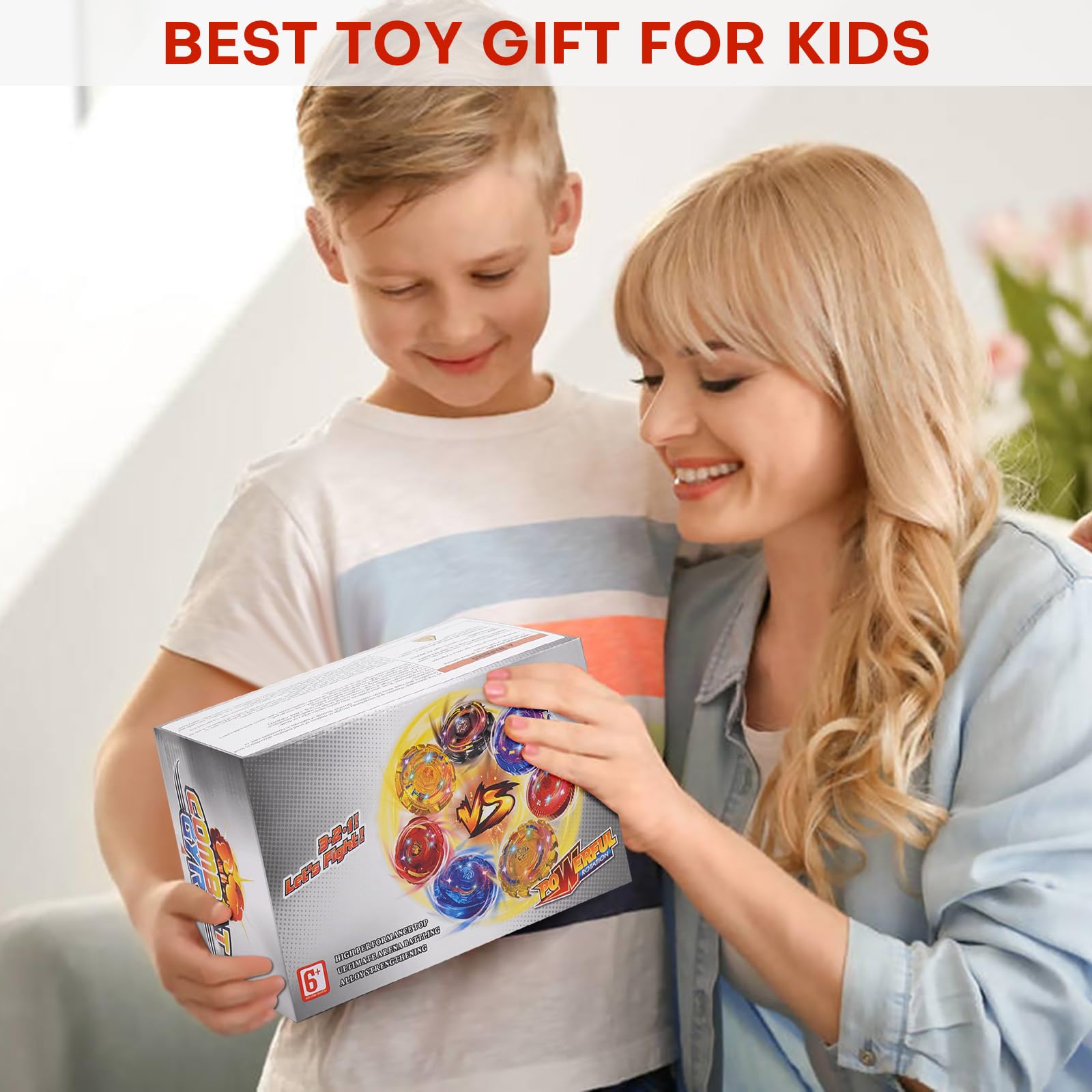 Battle Set with Portable Box, 12 Light Ignite Spinning Tops, 2 Launchers and 1 Girp, Metal Fusion Type, Birthday Gift Boys Toy for 6+ Year Old