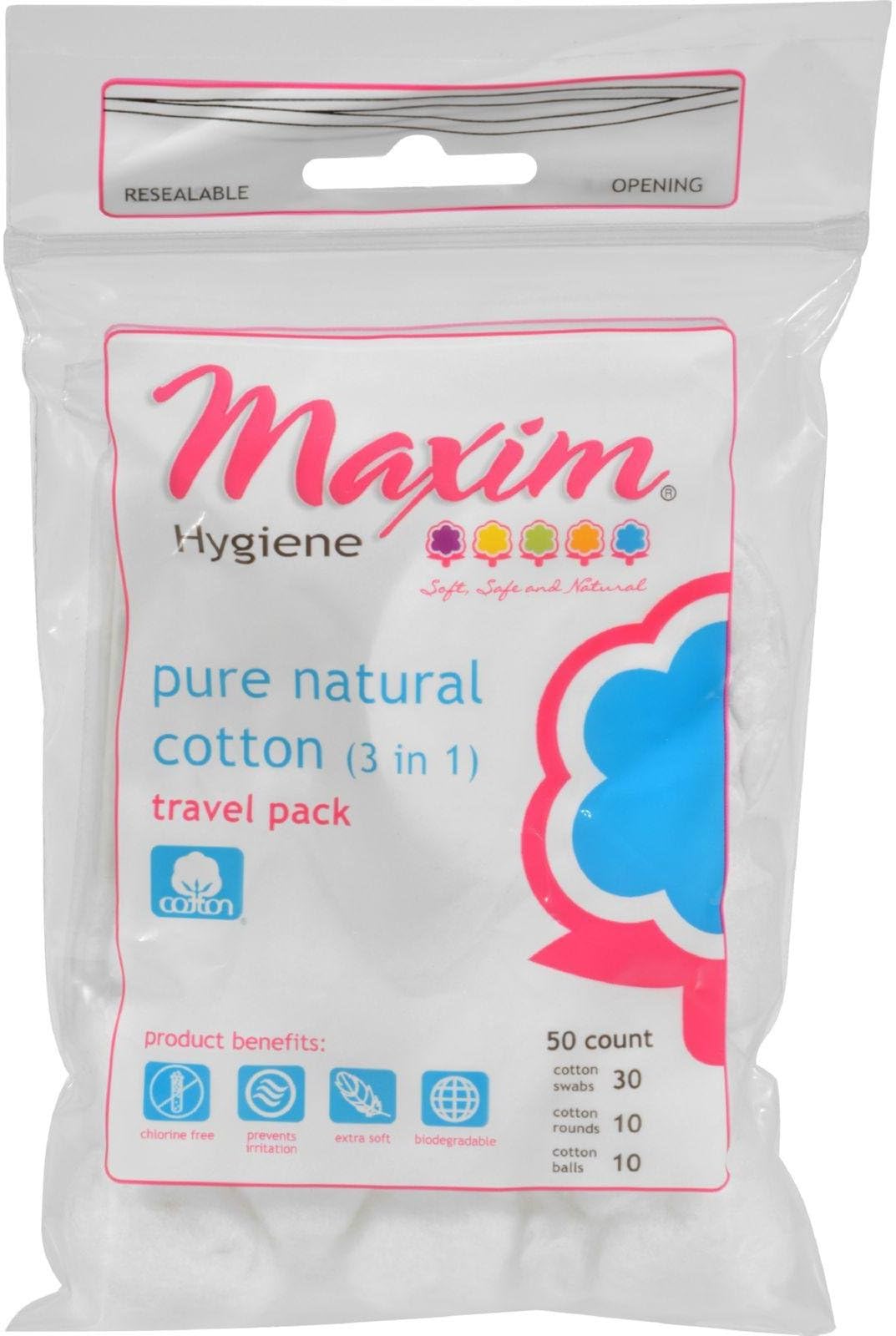 MaximHYGIENE PRODUCTS 3 IN 1 CTN BLLS,RNDS,SWBS, 50 CT