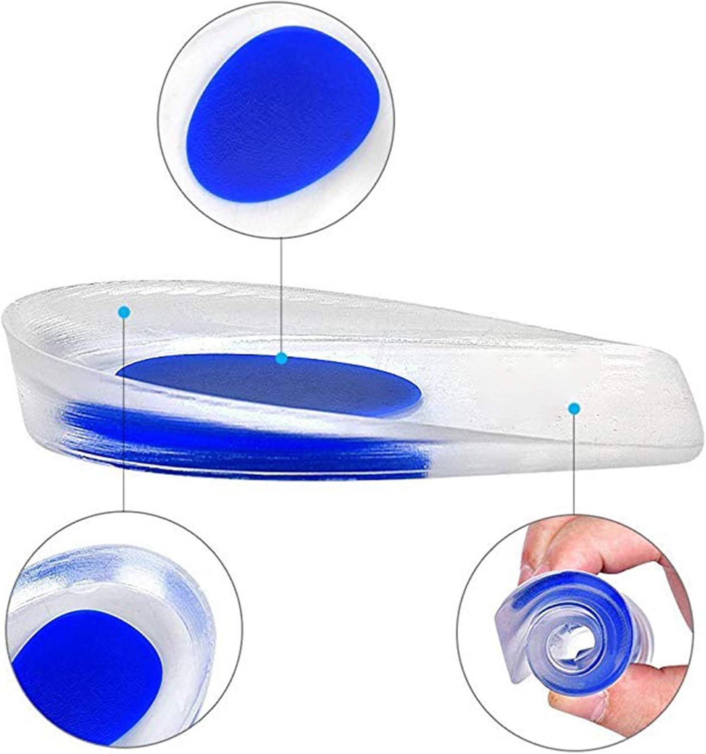Schneespitze 2 works Heel Support Pad Clear Orthotic Gel Heel Pads Shoe Insole Gel Shoe Lift for Plantar Fasciitis or Heel Spur,Pink/Blue - Image 4