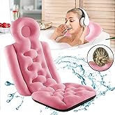 LUKUCEA Bath Pillow Full Body Bath Tub Pillow Bath Cushion Non-Slip Resistant Bathtub Mat with Comfort Head Rest Back and Tai
