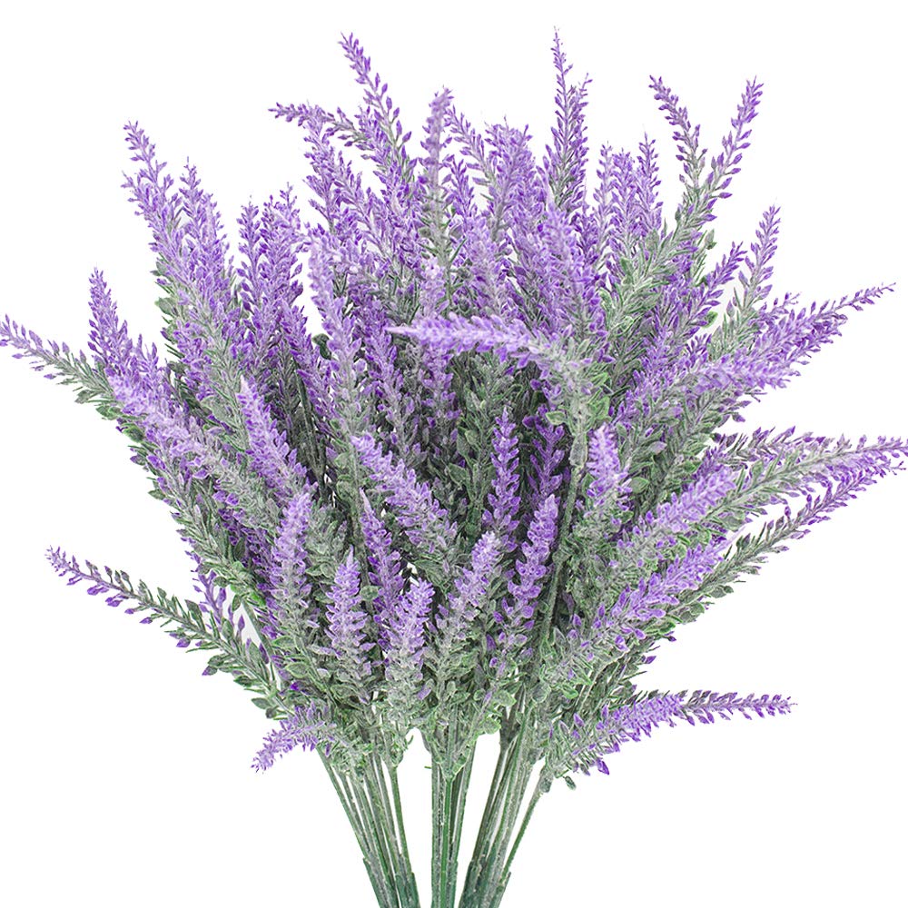 Grunyia 6 Bundles Artificial Flowers Lavender Bouquet in Purple Artificial Plant Arrangement Lifelike Natural Fake Plant to Brighten Up Your Home Decor Party Wedding Garden Office Patio Decoration