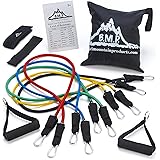 Black Mountain Products Resistance Band Set with Door Anchor, Ankle Strap, Exercise Chart, and Carrying Case