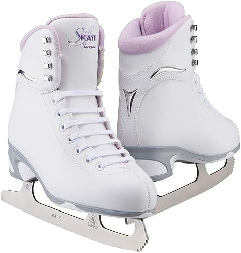 Jackson Ultima Finesse SoftSkate Figure Ice Skates white iwth purple inside