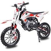 SYING 60cc 4-Stroke Pocket Rocket Pit Bike Gas Pocket Motorbike,Gas Dirt Bikes for Kids with Dual Disc Brakes, Front &amp; Rear Shock,10" Wheels Up to 21.75 Mph Max Load 143 LBS(RED)