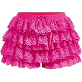 BEAUDRM Women's Ruffle Shorts Y2k Lace Lolita Bloomers Elastic Waist Bottoms Shorts Micro Boyshorts