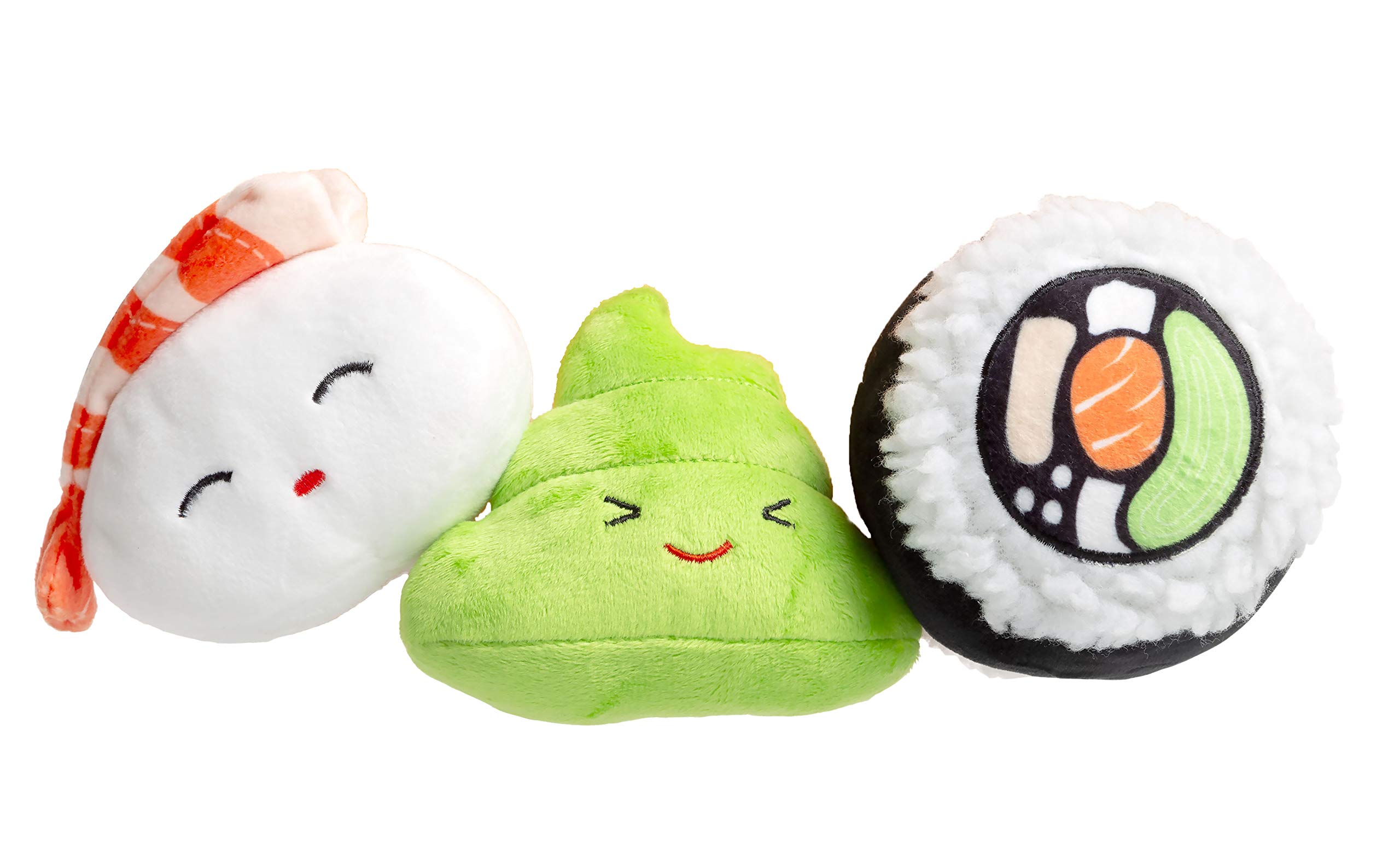 Pearhead Sushi Plush Toys, Durable Squeaky Dog Toy Set, Soft Chew Toys, Pet Owner Must Have Dog Accessory, Set of 3