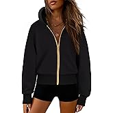 IWD Zip Up Hoodie for Women Fleece Cropped Oversized Sweatshirts Long Sleeve Casual Jackets Winter Outfits 2025