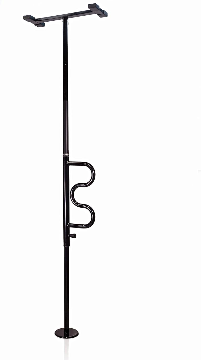 Stander Security Pole and Curve Grab Bar, Elderly Tension Mounted Floor to Ceiling Transfer Pole, Iceberg White: Furniture & Decor