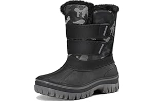 K KomForme Boys Girls Snow Boots Water-resistant Warm Faux Fur Lining Slip Resistant Winter Shoes (Toddler/Little Kid/Big Kid)