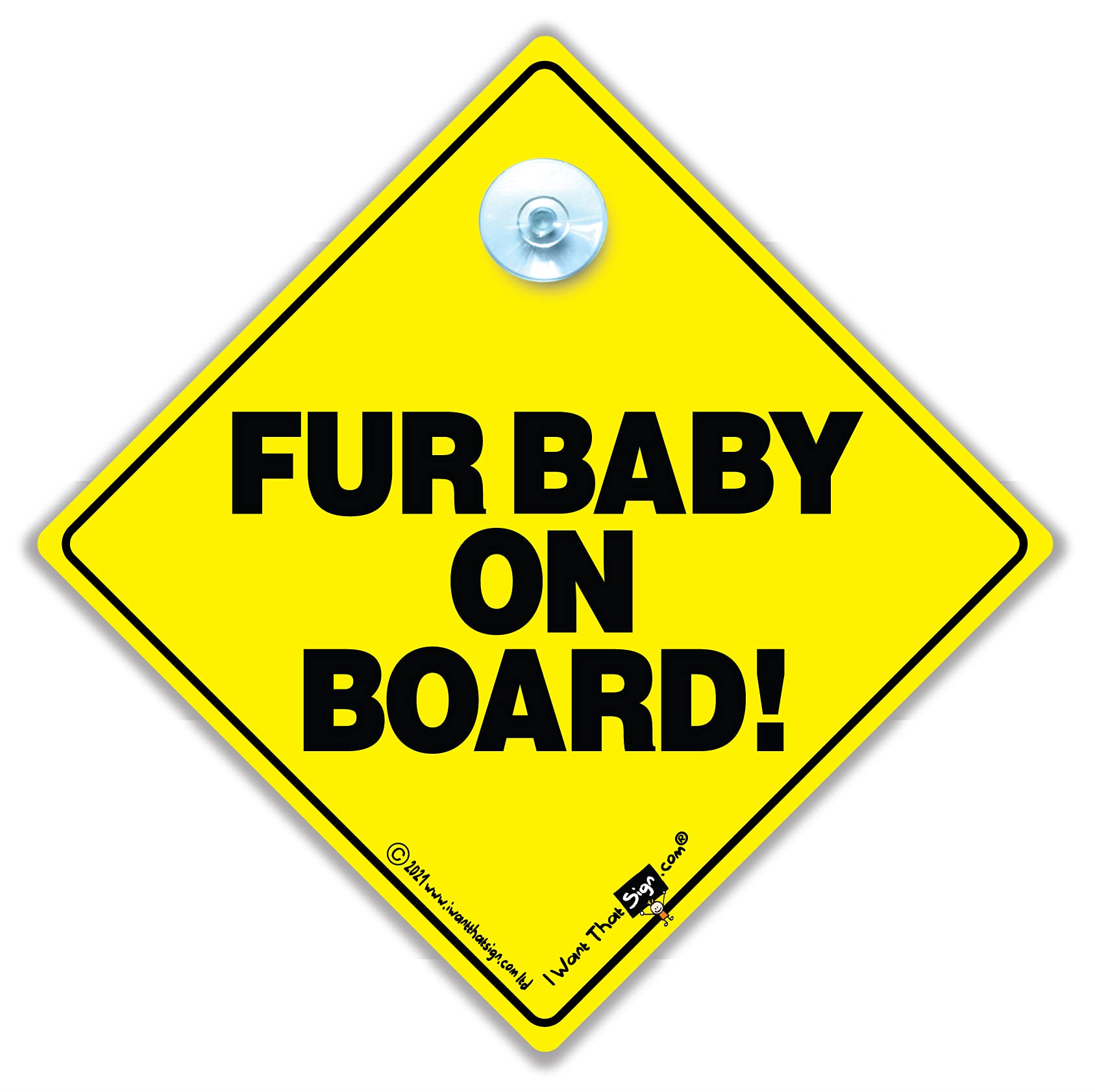 Fur Baby On Board Car Sign, Baby on Board Sign For Dogs and Cats, High Visibility Suction Cup Car Sign Designed to Let Other Road Users There is a pet on board 14 cm x 14cm