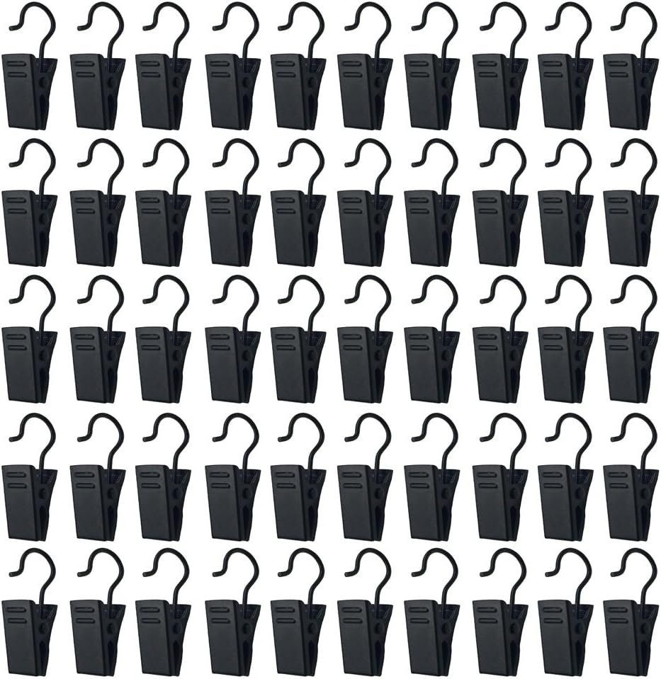 Hyamass 50pcs Metal Hook Clips Hanging Curtain Clip Hanger Wire Holder Home Decoration, Photos, Art Craft Display (Black)