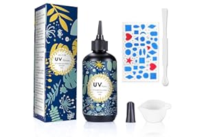 OSBANG Crystal Clear Hard UV Resin Upgraded Formula Ultraviolet Fast Curing for Jewelry Making Craft Decoration Hard Transparent Glue Solar Cure Sunlight Activated Resin Casting & Coating (200g)