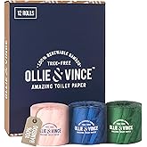 Ollie & Vince 100% Bamboo Toilet Paper - 12 Rolls, Tree-Free, Sustainable