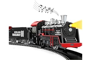 EPPO Mini Train Tracks,18PC Electric Train Toys with Lights and Sounds, Toy Train Retro Classic Steam Locomotive, Christmas Train Toys Cargo Cars & Tracks, Toddler Train Set for Kids Aged 3-6