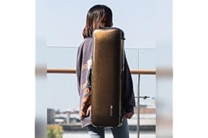Christina 4/4 Full Size Violin case High-Strength Carbon Fiber Rectangular Violin Music Bag With Combination Lock and Extra Bag Golden Violin Hard Case (VB-Square-Golden spot)