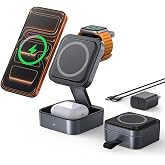 Aoara 3-in-1 Charging Station for iPhone, MagSafe Charger Stand for Apple | Foldable, Compact, Travel Wireless Magnetic Charg