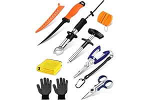 COJOSQC Fish Lip Gripper，Fishing Split Ring Pliers，Fish Hook Remover Tool Kit，Fishing Gear Gift for Men，Saltwater Line Cutting Fishing Tackle，Accessory Set，Fishing Essentials Multitool (9)