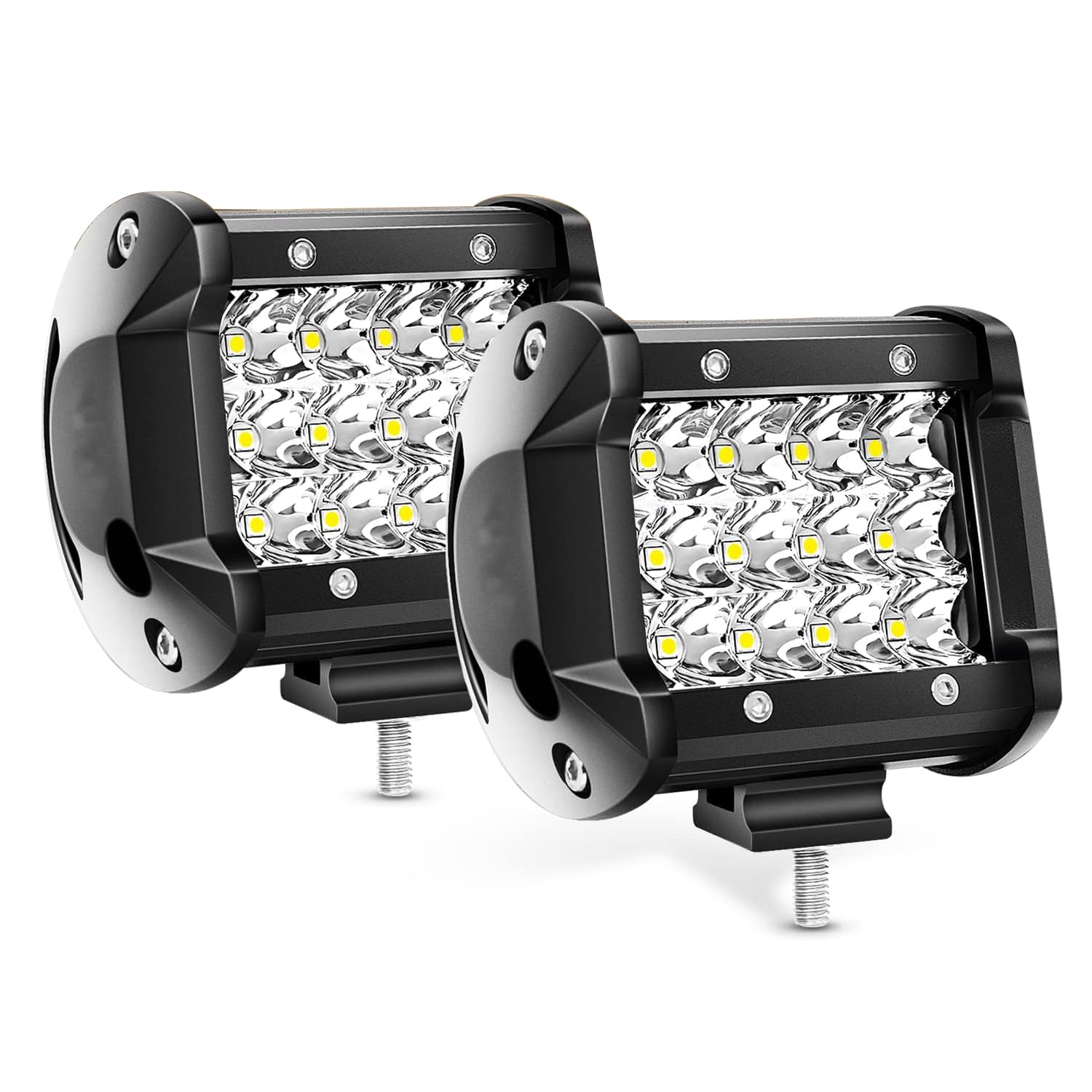 Photo 1 of Willpower 2 Pcs 4 inch 36W Triple Row Flood Spot Beam Led Bar Driving Boat Off Road Lights for Jeep SUV Truck ATVs
