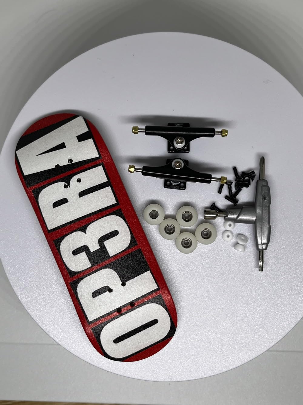 Op3ra Pro Fingerboard Complete 34 * 96mm Maples Wood Deck,UV Printing Graphic-Solid Single Axles Pro Trucks & 5 Urethane Bearing Wheels,-Replace Bushings-Blocks(red) Edition