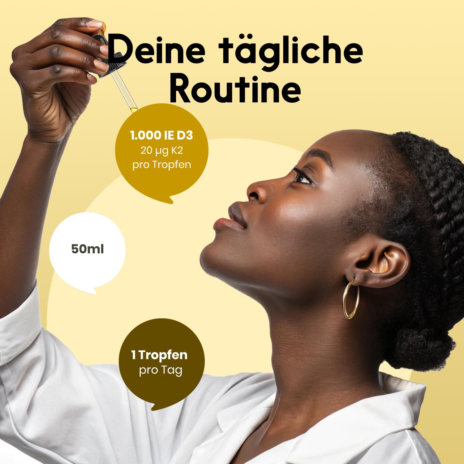 Vitamin D3 K2 Tropfen hochdosiert - 50 ml - 1.000 IE D3 + 20 µg K2, Vitamin D produziert in Deutschland - Verpackung kann variieren Laborgeprüft 3
