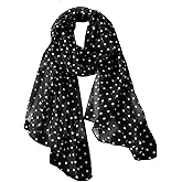 MakeMeChic Women's Chiffon Polka Dots Scarves Lightweight Vintage Wrap Scarfs