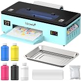 A3 DTF Printer DTF Transfer Machine with Software + Ink + Film + Powder | A3+ Roll and Sheet Printing Capability, White Ink Circulation, Auto Cleaning, 6-Color 1440x720 dpi,100% Transfer Rate