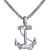 EZUY GNAY Fashion Retro Nautical Anchor Pendant Necklace Stainless Steel Jewelry Anchor Chain Accessories for Men&Womens