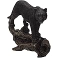 Pacific Giftware Realistic Black Cat Panther Perching on Tree Branch Decorative Resin Figurine Statue