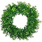 U'Artlines 17inch Front Door Wreaths Artificial Spring Summer Greenery Hanging Garland for Home Wedding Wall Window Decoration (17'inch Boxwood,1)