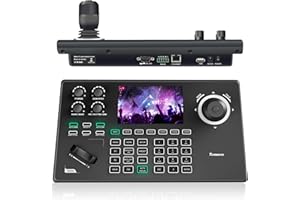 Tenveo NDI PTZ Camera Controller, 5'' LCD Screen Preview, 4D Joystick, PoE IP PTZ Controller Keyboard for Church Worship Live Streaming Broadcasts Events Video Production, NDI License Included