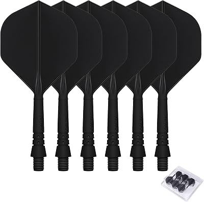 CyeeLife 6 Packs Integrated Dart Flights and Shafts One Piece Accessory Black