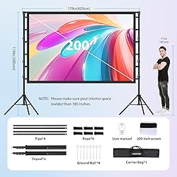 200 Inch Projector Screen with Stand: VOOPVOR 16ft