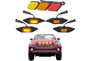 BRETREWRI 4 PCS Grill Led Lights for Toyota Tacoma Grill Lights 2023 2020-2022 TRD Off Road Sport OEM Grill,Rapt0r Lights for Tacoma 6 LED Upgrade Grille Light (Updated-Amber Yellow)