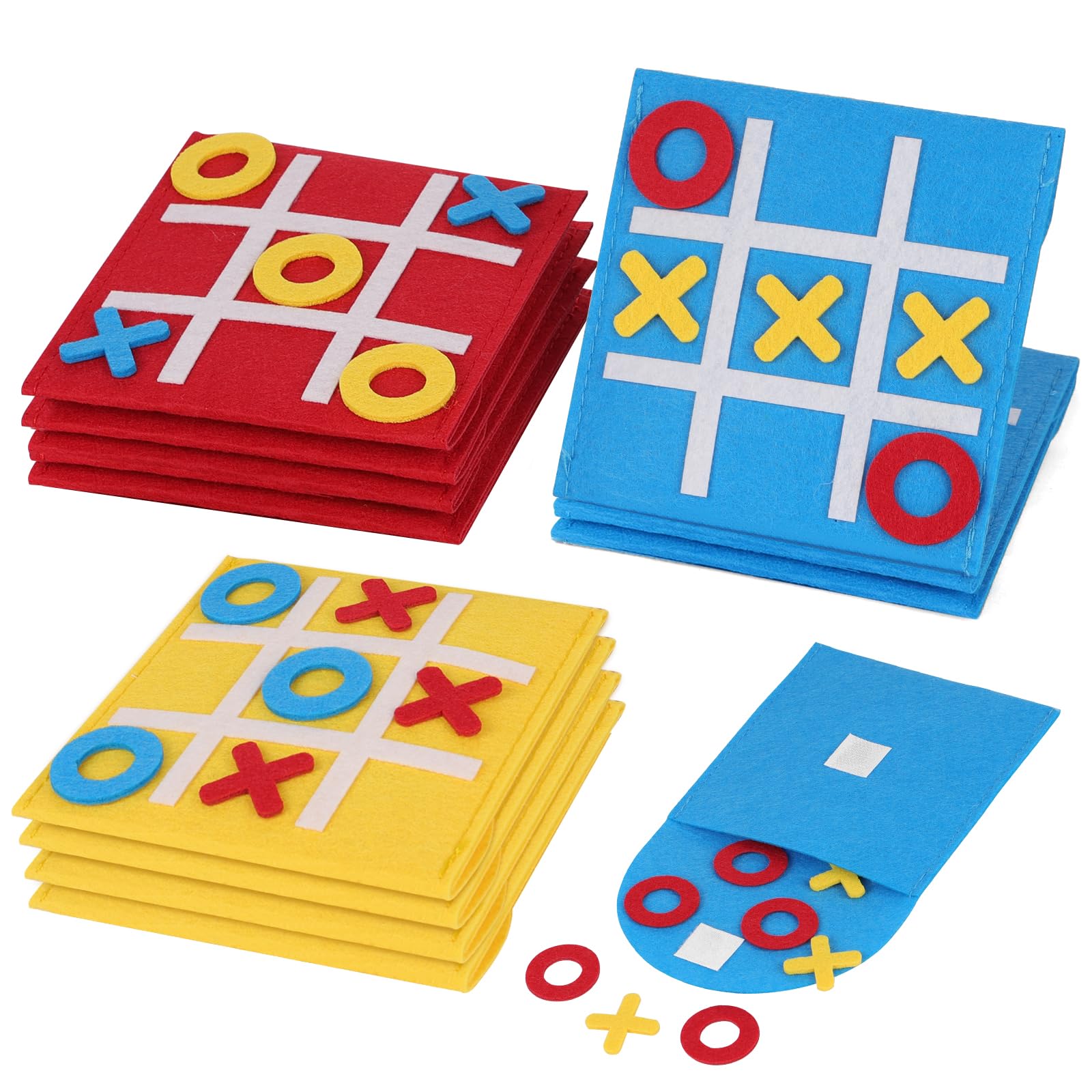 Ainiv 12 Pcs Felt Tic Tac Toe Game, Felt Mini Tic Tacs, Interesting Noughts and Crosses Game, Board Games for Educational, Birthday Party Favours, Classroom Prizes