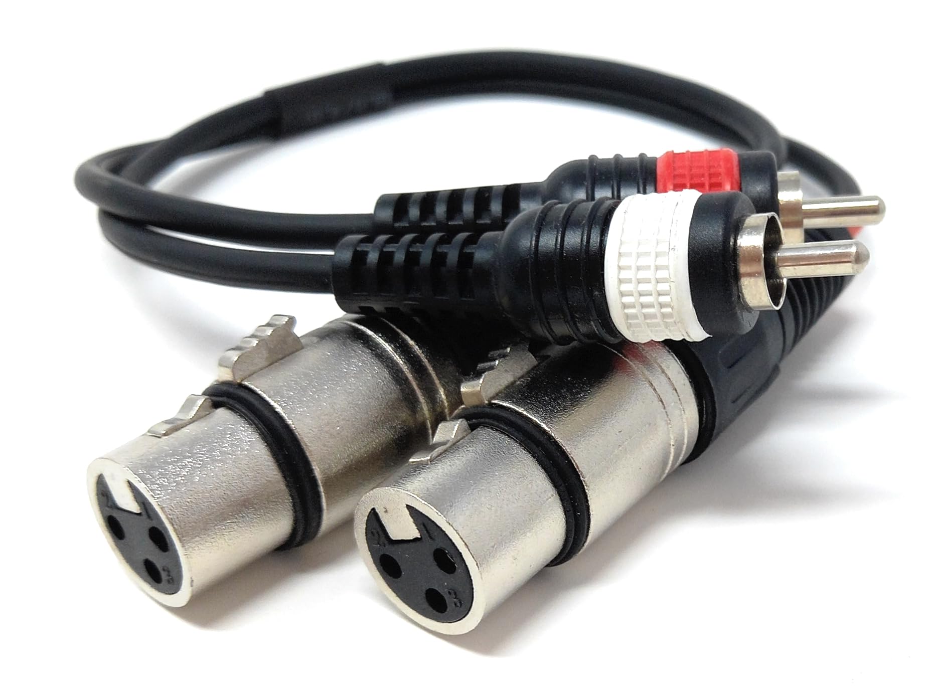 DRUT 30cm Twin 2 x XLR Female Sockets to 2 x RCA Phono Male Plugs Shielded Stereo Audio Cable Compatible with Mixers, Amplifiers, Music Instruments 1ft