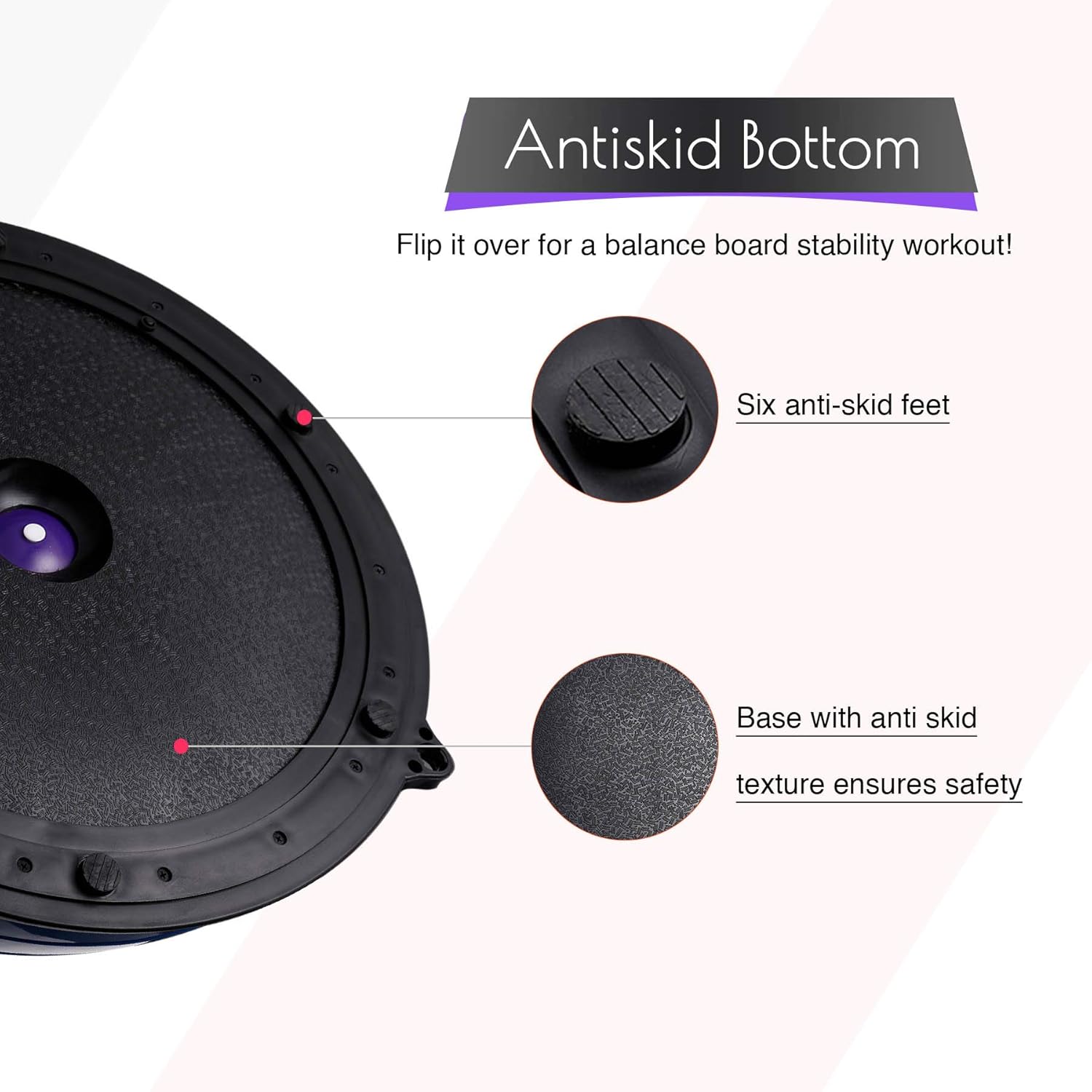 Z ZELUS Balance Ball Trainer Half Yoga Exercise Ball with Resistance Bands and Foot Pump for Yoga Fitness Home Gym Workout (Purple) : Sports & Outdoors