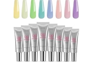 Arousar Poly Nail Gel Set, 8 Colors Pink Green Yellow Purple Nail Extension Gel for Beginners Professional Nails Art Thanksgiving Day & Halloween DIY Design Nail Art Salon at Home