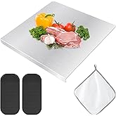 Stainless Steel Cutting Boards with Counter Lip for Kitchen, Metal Chopping Board over Sink with for Countertop Cutting Meat,Fruits,Vegetables, with Silicone Mat and Rag(SIZE:30x30cm/12x12inch)