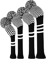 Scott Edward Black Diagonal Stripes Knit Woods Golf Head Covers Set 4