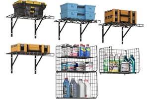 YOCIYOGA Garage Storage Shelves Wall Mounted, Garage Wall Organizer with Wire Baskets, Detachable ＆Large Capacity Garage Racks for Tool Storage, Versatile Tool Hanging Storage Racks for Garage, Shed, Basement