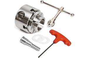 BMWOOD CK-G2.75 2.75" 4 Jaw Key Self-Centering Chuck, Thread 1"X8TPI, with Dovetail Jaws, Wood Screw, Two Nylon Washers, T Handle Allen Key for Woodturning Lathe.