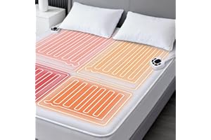 King Size Electric Heated Mattress Pad - Multi Zone Bed Warmer with Memory & Preheat Functions, 10 Heat Settings Dual Control
