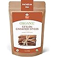 SPICY ORGANIC Ceylon Cinnamon Sticks 16 oz – True Cinnamon Quills from Sri Lanka, 3.5" Premium Ceylon Cinnamon, USDA Certified Organic, Perfect for Recipes, Crafts & Holiday Drinks- Cinnamomum Verum