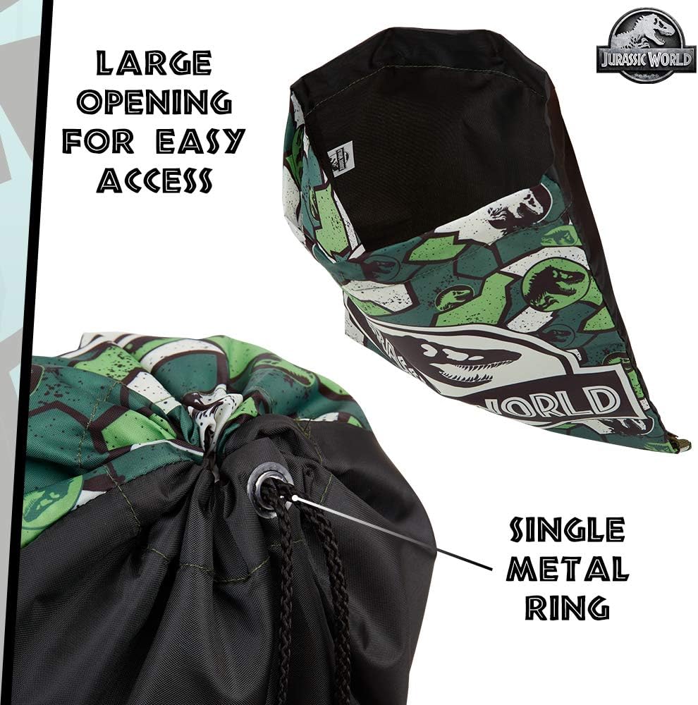 Jurassic World Drawstring Bag, Boys String Bag for School Gym, Travel, Swimming, Kids Dinosaur Gifts, Green Camo - Image 5