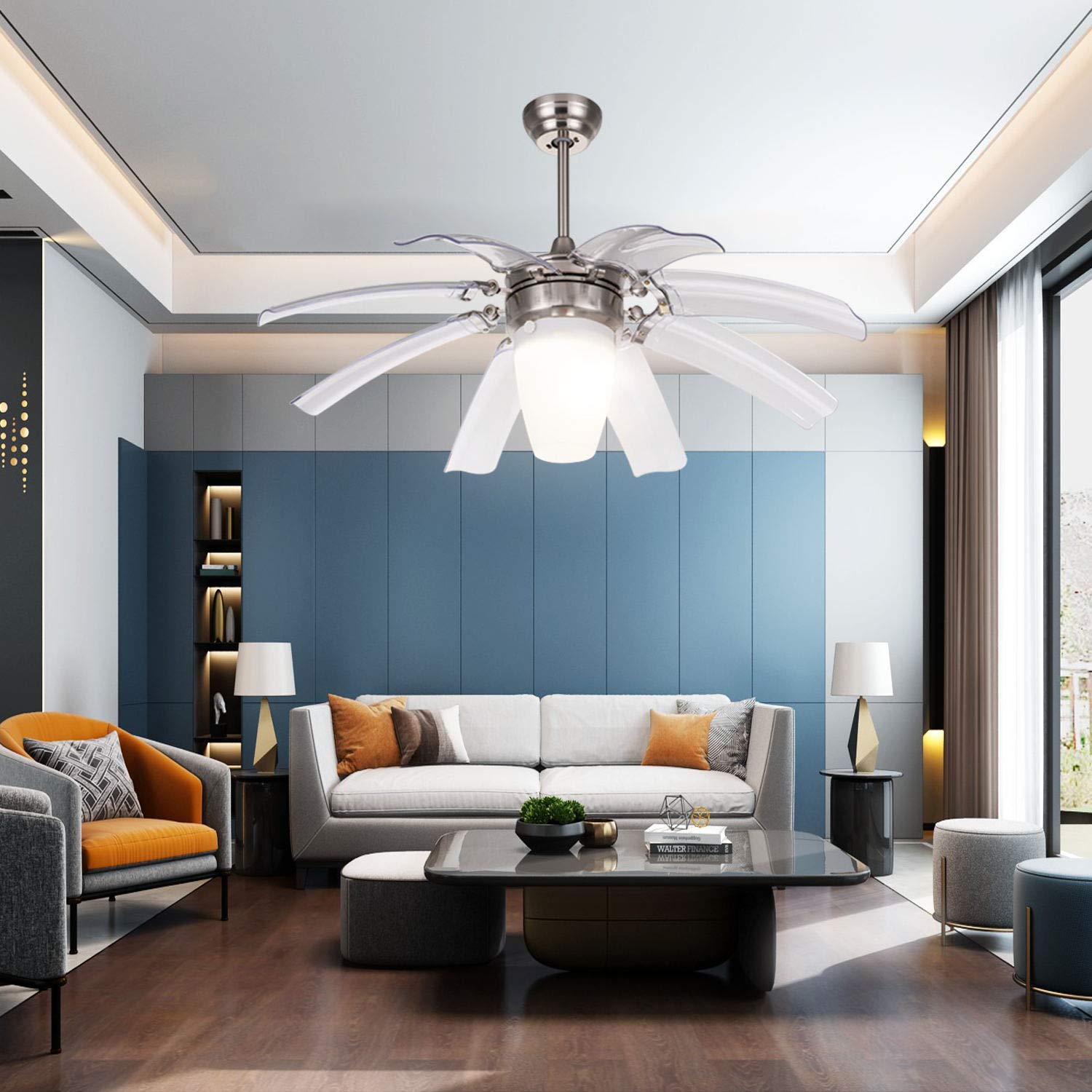 LuxureFan Simple Ceiling Fan Light With Elegant Lamp Cover For Living ...