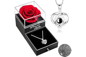 TRAALL Mom Gifts for Mothers Day Preserved Real Rose with I Love You Necklace Eternal Rose Flowers Gifts for Mom Wife Girlfriend Grandma on Mothers Day Anniversary Birthday Gifts for Women(Red)