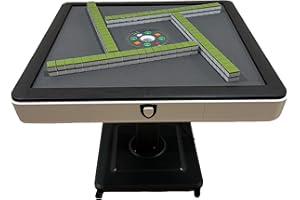 SXTL Sifang City Folding Automatic Mahjong Table, American 110V and Plug, 8ft Cable, Dining Table, Includes 2 Dices, Glass Table Cover (T350 42mm White Folding 152 Numbered Tiles(American Style))